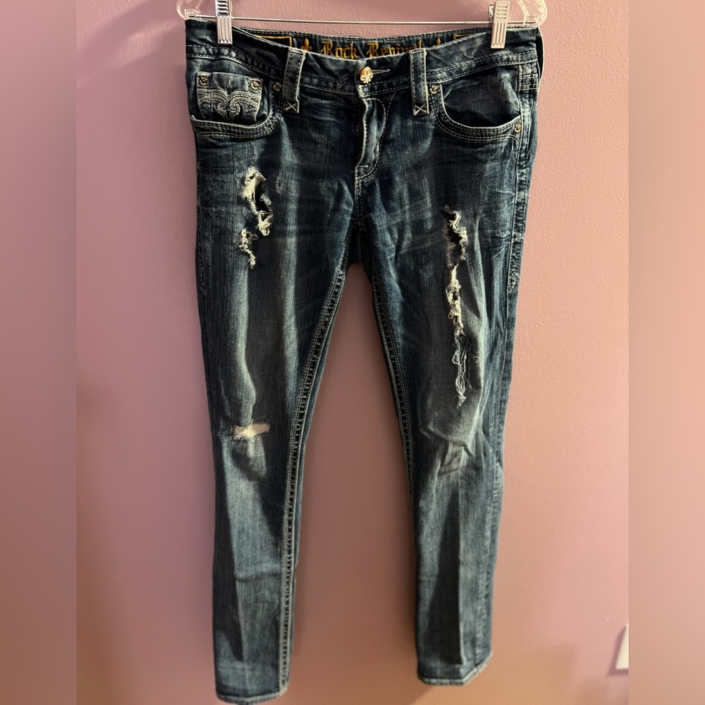 Size 29 Rock Revival bootcut distressed jeans